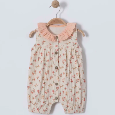 3/12 AY YAKALI CICEKLI DUGMELI BEBE TULUM