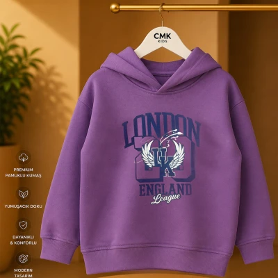 3/12 Y LONDON BASKILI KAPSONLU KIZ SWEATSHIRT