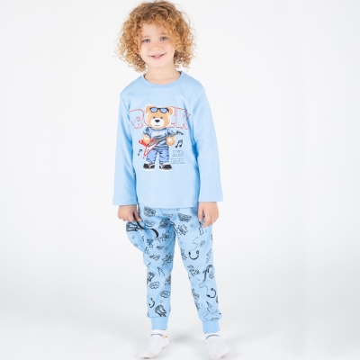 3/6 Y GITARLI AYICIK BASKILI ERKEK PIJAMA TAKIMI