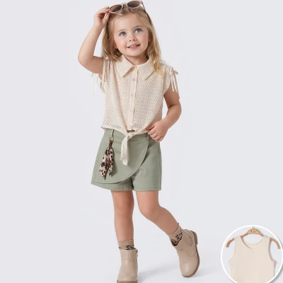 3/6 Y GOMLEKLI SORT ETEKLI KIZ TAKIM