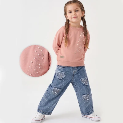 3/6 Y INCILI TASLI KALPLI KOT PANT. KIZ TAKIM