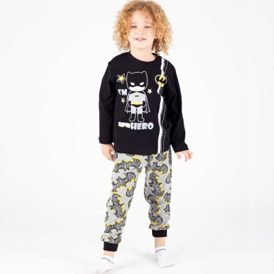 3/6 Y MASKELI BATMAN BASKILI ERKEK PIJAMA TAKIMI