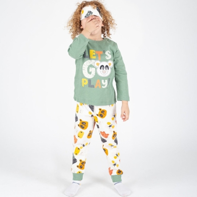 3/6 Y NAKISLI PANDA BASKILI ERKEK PIJAMA TAKIMI