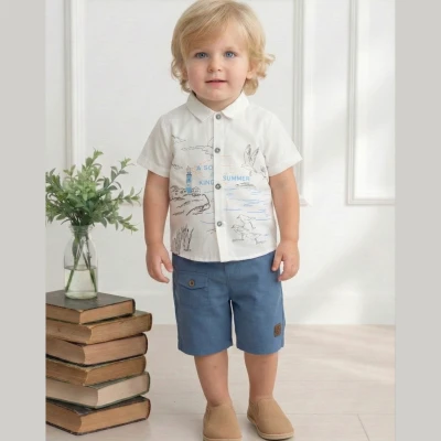 3/6 YAS ERKEK MANZARA BASKILI GÖMLEK ERKEK İKİLİ T