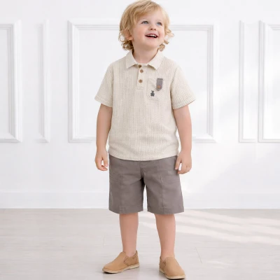 3/6 YAS ERKEK WAFFLE JAKARLI TİŞÖRT İKİLİ TAKIM 