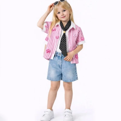 3/6 YAS KIZ CİZGİLİ GÜLLÜ TAKIM