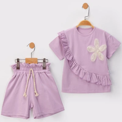 3/6 YAS KIZ YAZLIK FIRFIRLI TÜL ÇİÇEKLİ ŞORTLU TAK