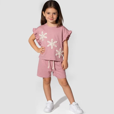 3/6 YAS KIZ YAZLIK İNCİ TÜL ÇİÇEKLİ ŞORTLU TAKIM