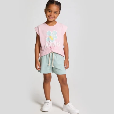 3/6 YAS KIZ YAZLIK LAZY DAYS BASKILI ŞORTLU TAKIM