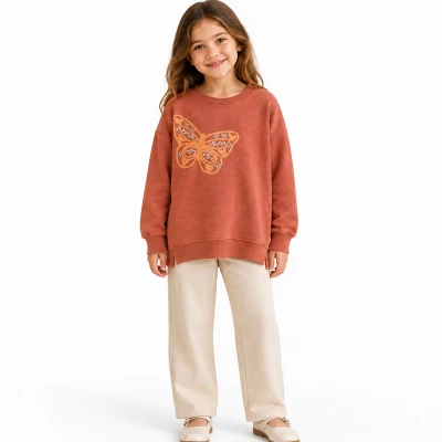 3/7 Y KELEBEK NAKISLI KIZ SWEATSHIRT