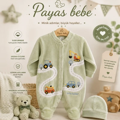 3/9 AY ARACLAR BASKILI  PATIKLI BEBE TULUM
