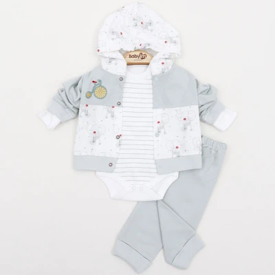 3/9 AY ERKEK BİSİKLETLİ FİL 3,LÜ KAPŞONLU TAKIM