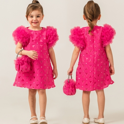 4/7 Y CANTALI KOL DETAYLI FIRFIRLI ELBISE