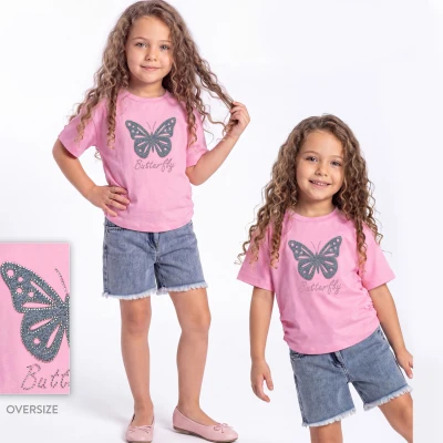 4/8 Y TASLI KELEBEK BASK. KOT SORTLU KIZ TAKIM