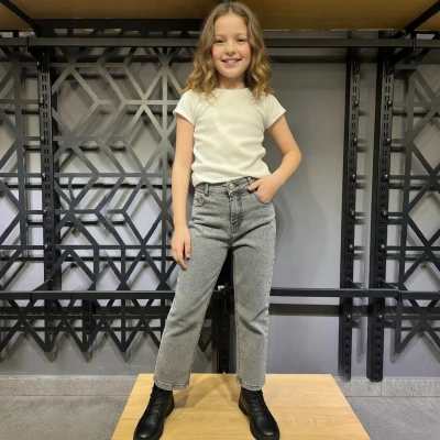 5/10 YAS TASLI KIZ KOT PANTOLON