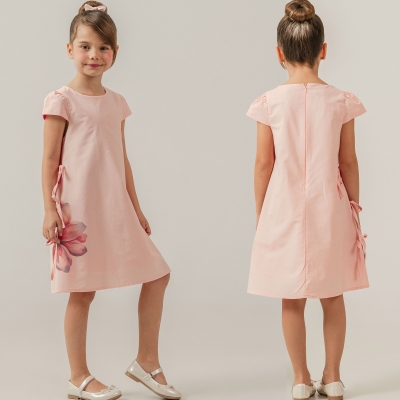 5/8 Y BIYELI POPLIN CICEKLI ELBISE