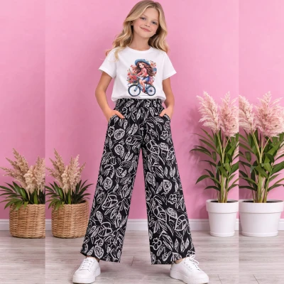 5/8 Y CICEKLI PANTOLONLU KIZ TAKIM