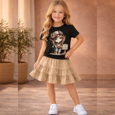 5/8 Y DUZ CINGENE ETEKLI KIZ TAKIM