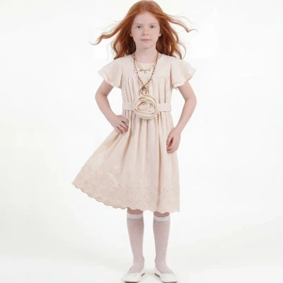 5/8 Y KEMERI GULLU DESENLI KOLYELI ELBISE