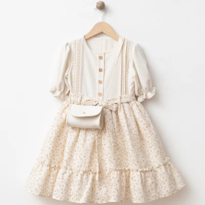 5/8 Y YILDIZ CICEKLI KIZ ELBISE