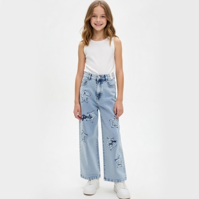 6/10 Y YILDIZ TASLI KIZ KOT PANTOLON