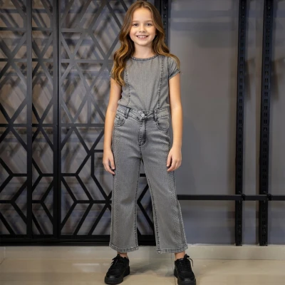 6/10 YAS TASLI KIZ KOT PANTOLON