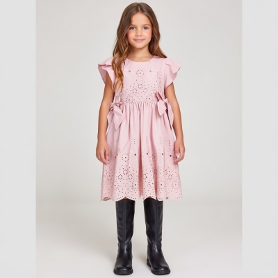 6/12 Y BRODELI FIYONKLU ELBISE