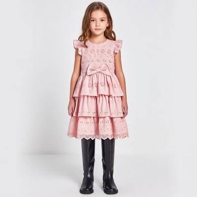 6/12 Y BRODELI KAT KAT ETEKLI ELBISE