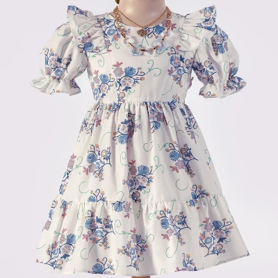 6/12 Y DESENLI KOLYELI FIRFIRLI ELBISE