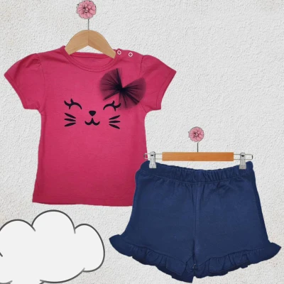 6/18 AY FIYONKLU KEDI SURAT BASKILI KIZ TAKIM