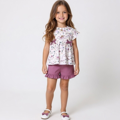 6/18 AY KIZ ÇİÇEKLİ ŞORTLU TAKIM