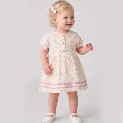 6/18 AY PRIMINO CICEKLI MUSLIN BEBE ELBISE