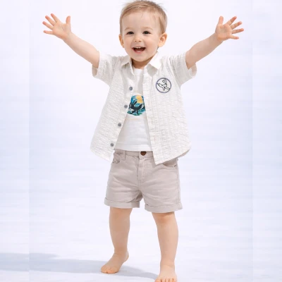 6/24 AY ERKEK BALIK BASKILI GABARDİN SHORTLU ERKEK