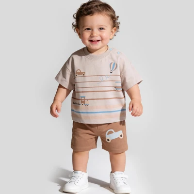 6/24 AY ERKEK YAZLIK ARABA BASKILI ŞORTLU TAKIM