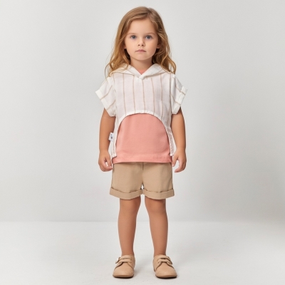 6/24 AY KIZ ÇİZGİLİ MÜSLİN(ORGANİK)KAPÜŞONLU PİEFT