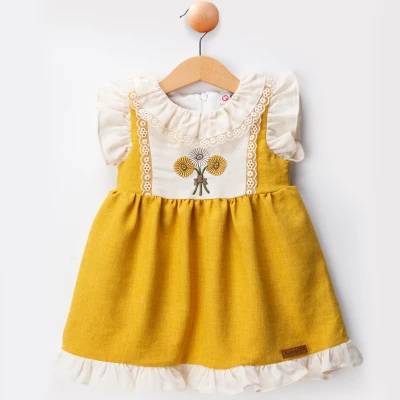 6/24 AY ONU CICEK NAKISLI DANTELLI BEBE ELBISE