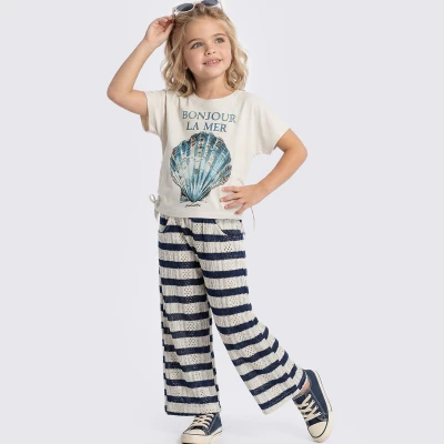 6/9 Y BONJOUR TISORTLU CIZGI PANT.LU KIZ TAKIM