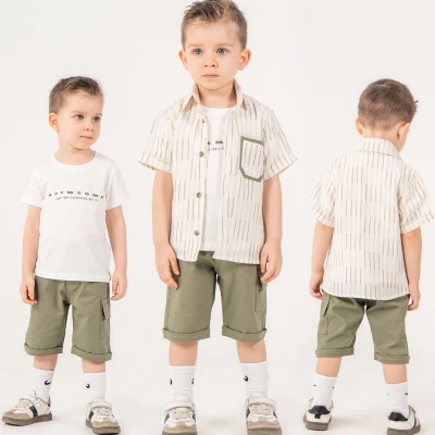 6/9 Y CIZGI GOMLEKLI 3LU SORTLU ERKEK TAKIM