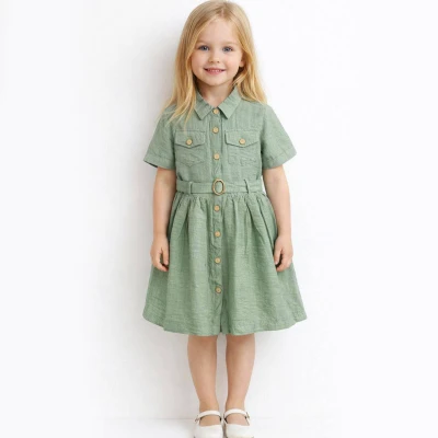 6/9 Y DUGMELI KEMERLI ELBISE