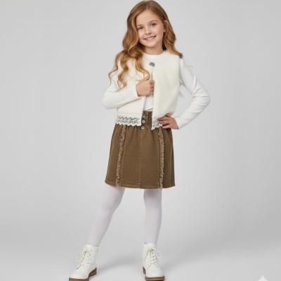 6/9 Y PUSKULLU KOT ETEKLI PELUS YELEKLI KIZ TAKIM