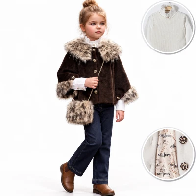 6/9 YAS LEOPAR KURK DETAY MONTLU 4LU KIZ TAKIM