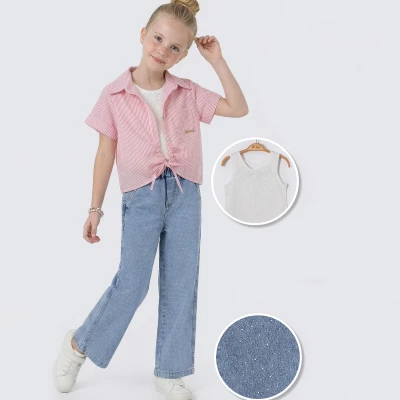 7/10 Y CIZGILI GOMLEKLI TASLI PANT. KIZ TAKIM