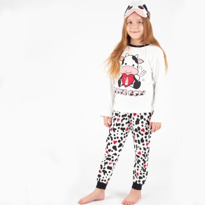 7/10 Y INEKLI BASKILI KIZ PIJAMA TAKIMI