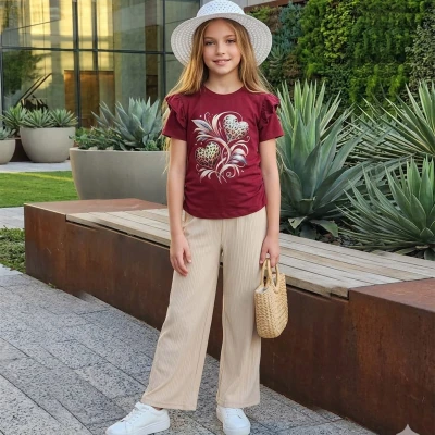 8/12 YAŞ KALP BASKIL KIZ TAKIM