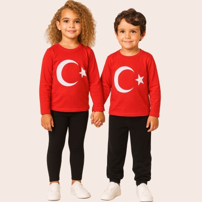 9/12 YAS SÜPREM UZUN KOL TÜRK BAYRAK BASKILI T-SHİRT