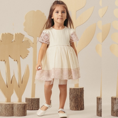 9/24 AY BUGLEM KOL ETEK DANTELLI BEBE ELBISE