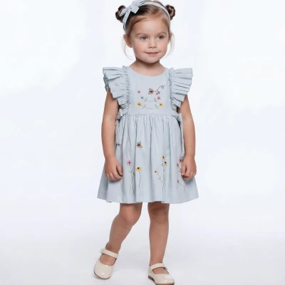 9/24 AY CICEK NAKISLI BEBE ELBISE