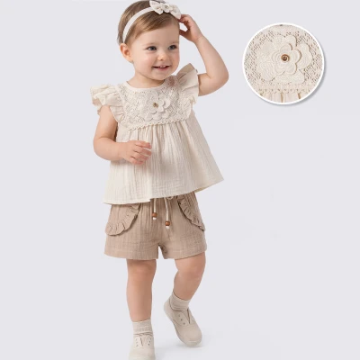 9/24 AY CICEKLI BLUZ SORTLU KIZ TAKIM