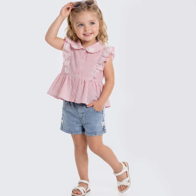 9/24 AY CIZGILI GOMLEKLI KOT SORTLU KIZ TAKIM