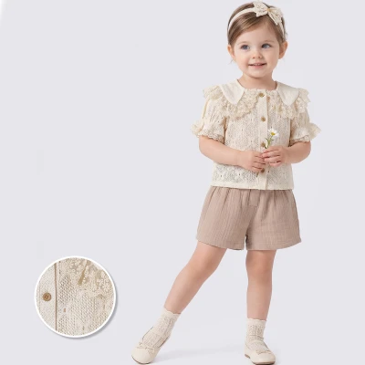 9/24 AY DANTEL YAKA BLUZ SORTLU KIZ TAKIM